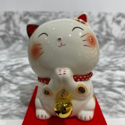 日本陶瓷叮鈴招財貓錢箱 