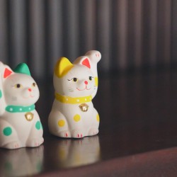 日本 瀨戶燒 福色 招財貓 (綠色)