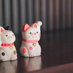 日本 瀨戶燒 福色 招財貓 (桃色)