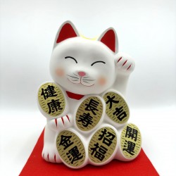  萬古燒 包羅萬有 招財貓 錢箱 (白)