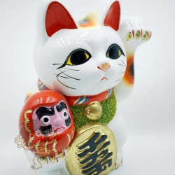 日本製 常滑燒 陶瓷 達磨招財貓 錢箱 (大) 日本製 常滑燒 陶瓷 達磨招財貓 錢箱 (大)
